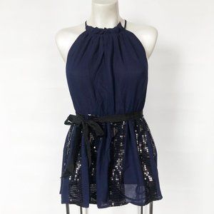 XXI boutique Silk Sequin Striped Peplum Top